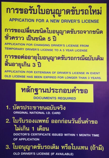 Bewerbung neuer Führerschein in Thailand