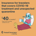 SafetyWing Banner: Versicherung für Reisende die Covid-19 Behandlung und unerwartete Quarantäne versichert